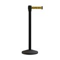 Montour Line Retractable Belt Barrier Stanchion, 2in Black Post  7.5'Clea...Belt M530-BK-CLEANYB-75